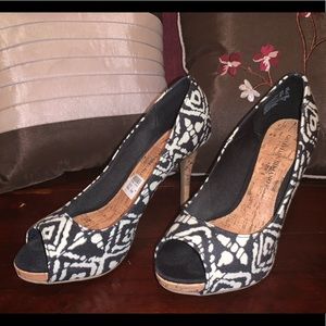 Black and beige heels